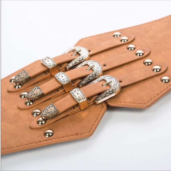Triple Buckle Leather Belt NEW